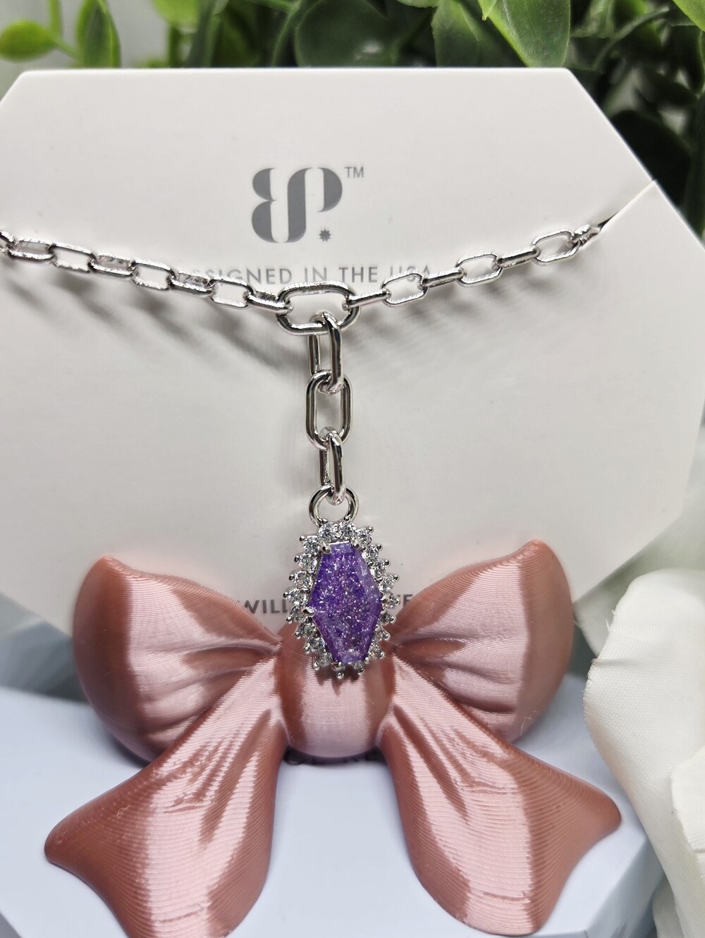 BP Lavender Topaz CZ On Rhodium Plating
